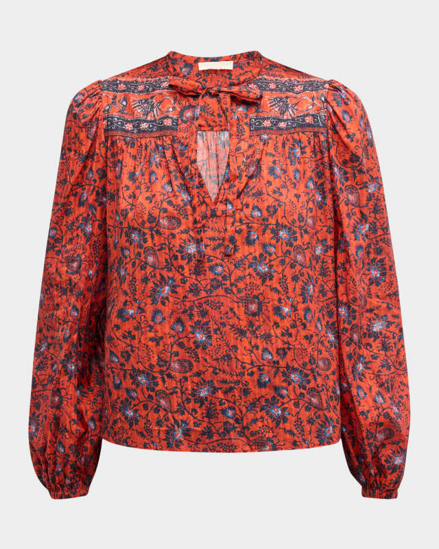 Tillie Printed Tie Blouse